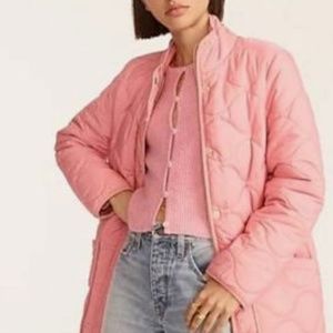 J.Crew NWT J. Crew Quilted Cocoon Puffer Jacket Coat With Primaloft In Warm Rose
